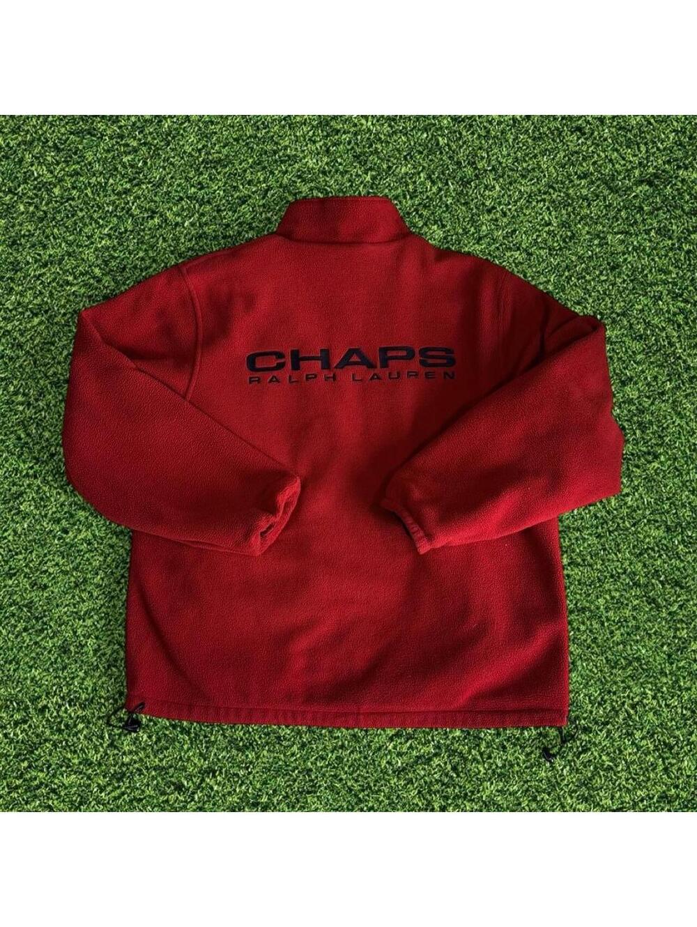 Vintage Chaps Ralph Lauren Reversible Red Blue Fleece Nylon Jacket M